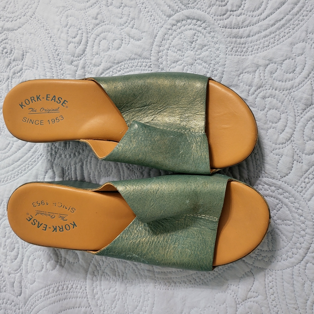 Kork-Ease Women's Green Slide Sandals